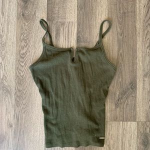 cute army green Hollister crop tank top